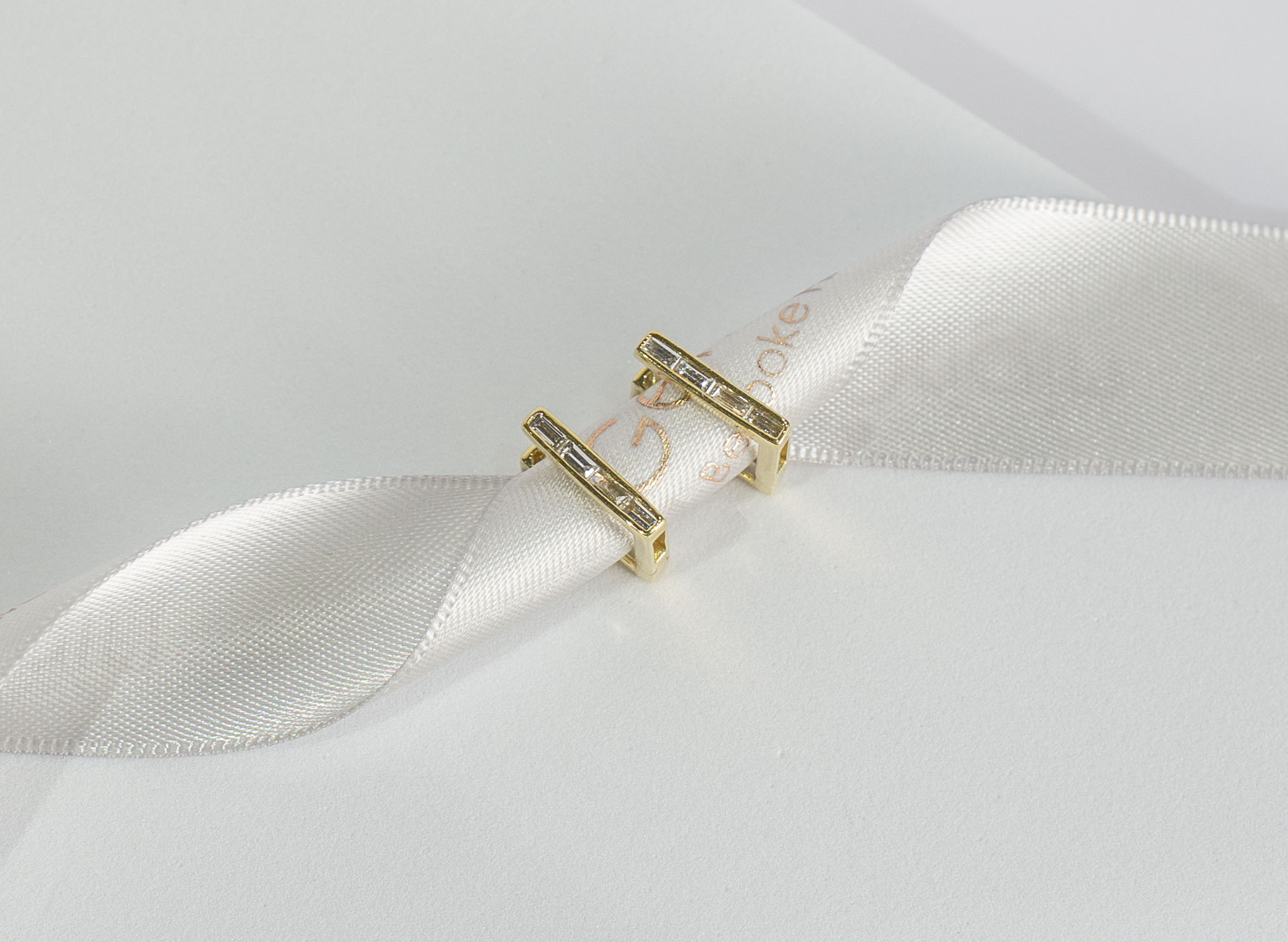Baguette Cut Diamond Channel Set Yellow Gold Rectangular Hoop Earrings