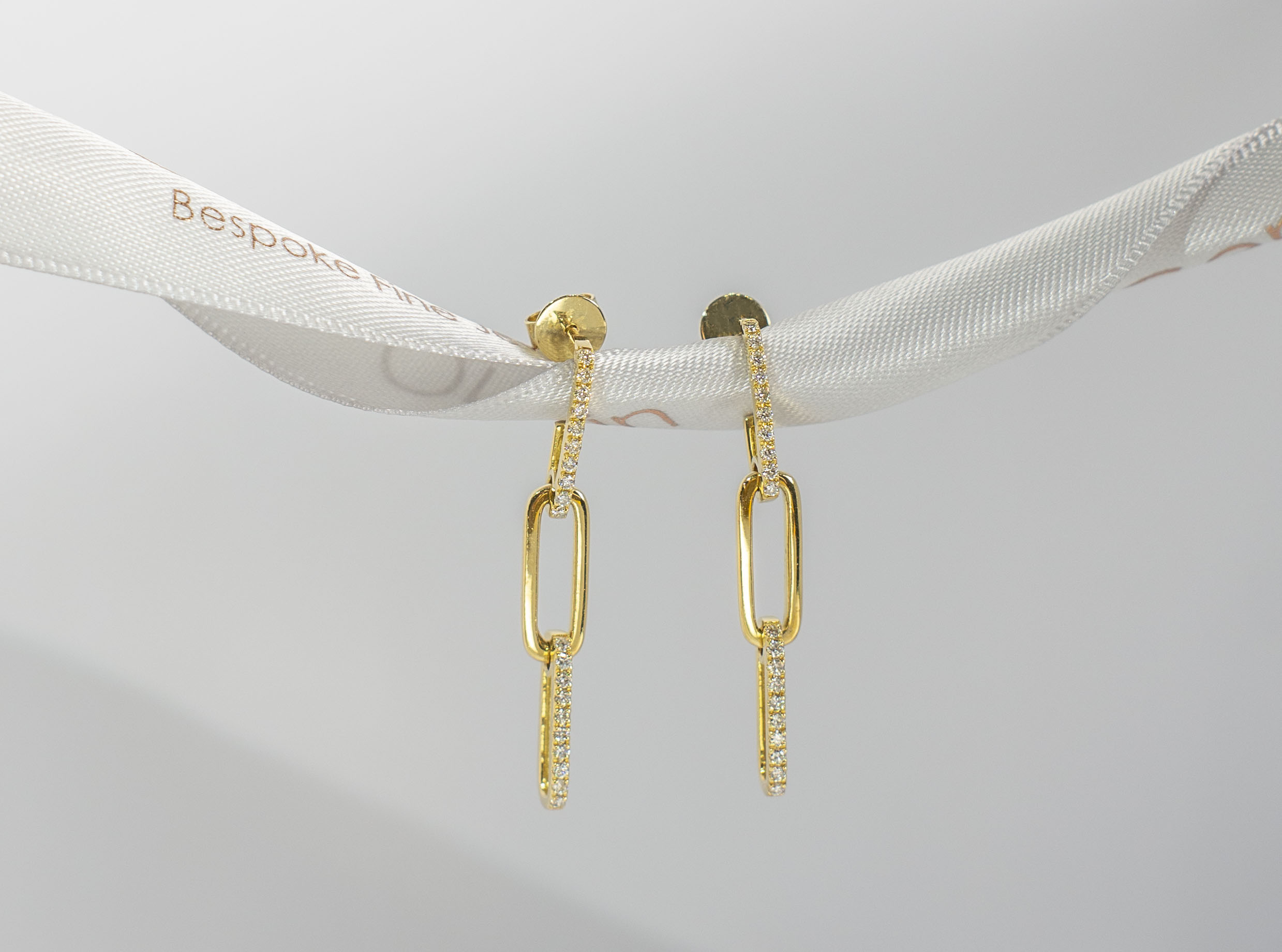 Yellow Gold Paperclip Link Dangle Earrings